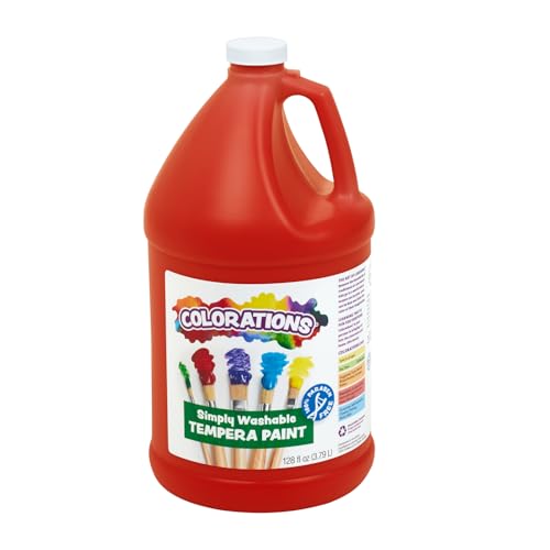 Colorations Paraben-Free Washable Tempera Paint for Kids - 1 Gallon Value Size. Vibrant Red, Non-Toxic and Made in The USA - color: Red