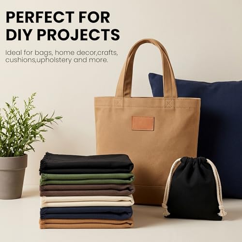 Wildarms 100% Cotton Canvas Fabric by The Yard - 59" Wide 12oz Heavy Duty Natural Duck Canvas for Sewing DIY, Tote Bags, Upholstery & Embroidery (Kahaki, Cut by the Yard) - color: Kahaki, size: 1-Yard Pre-Cut (Non-Continuous)