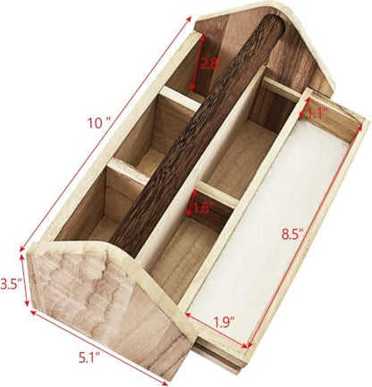 Ikee Design Personalized Custom Engraved Wooden Craft Toolbox Caddy with 5 Compartments | Customize Small Wooden 5-Compartment Craft Tool Box - color: Personalized