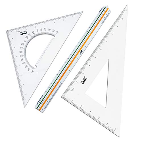 Mr. Pen Architectural Triangular Ruler Set with 12 Inch Triangular Scale | 11 Inch 30/60 and 8 Inch 45/90 Triangles