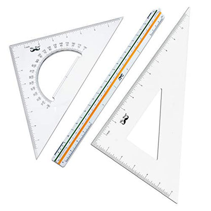 Mr. Pen Architectural Triangular Ruler Set with 12 Inch Triangular Scale | 11 Inch 30/60 and 8 Inch 45/90 Triangles