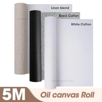 Cotton Canvas Roll, Cotton Canvas Roll for Painting Primed Multicolor 0.57x5M(White Cotton) - color: White Cotton