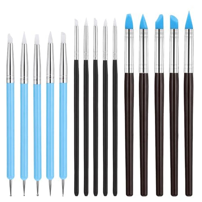 JJUNW 15 Pcs Silicone Clay Sculpting Tools, Pottery Tools Modeling Dotting Tool, Silicone Sculpting Brush for Adults, Rock Painting, Nail Art, DIY, Drawing, Art Modeling, Shaping, Pottery Craft