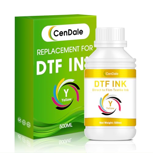 CenDale Premium DTF Yellow Ink - 500ML DTF Transfer Ink for PET Film, Refill DTF Ink Yellow for Epson ET-8550, L1800, L800, R2400, R1390, P400, P800, XP15000, Heat Transfer Printing Direct to Film - color: Yellow, style: DTF Ink