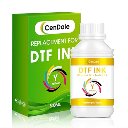 CenDale Premium DTF Yellow Ink - 500ML DTF Transfer Ink for PET Film, Refill DTF Ink Yellow for Epson ET-8550, L1800, L800, R2400, R1390, P400, P800, XP15000, Heat Transfer Printing Direct to Film - color: Yellow, style: DTF Ink