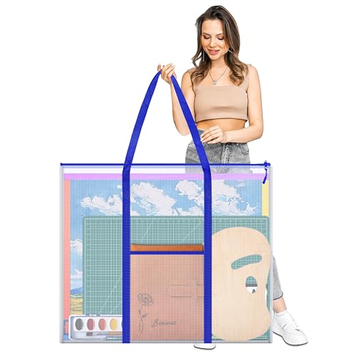 ZKOO Bulletin Board Poster Storage, Extra-Large Storage Chart Art Portfolio Bag 30 x 25 Inchs, Bulletin Board Sheet Organization for Bulletin Boards, Scrapbooks, Keepsake and Poster (30" X 25", Blue) - color: Blue, size: 30" X 25"