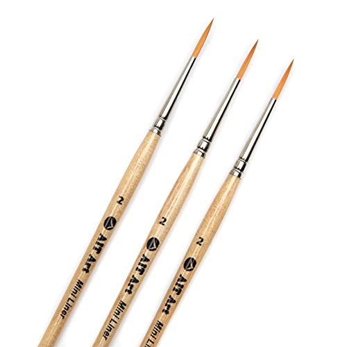 AIT Art Mini Liner Detail Paint Brushes, Size 2, Pack of 3, Handmade in USA for Trusted Performance Painting Small Details with Oil, Acrylic, and Watercolors - size: 2