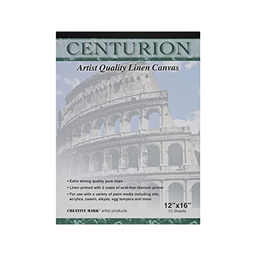 Centurion Acrylic Primed White Linen Canvas Sheet Pad, 12" x 16" 11oz Weight, Tape-Bound for Acrylics, Alkyds, Water-Mixable Oils - size: 12" x 16"