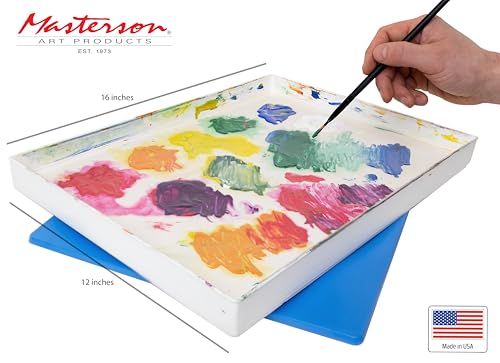 Masterson Palette Seal 12 x 16 in | Keeps Wet Paint Fresh for Weeks, Oil or Acrylic Painting Palette with Lid, Seal, Blue Lid Box, Made in USA