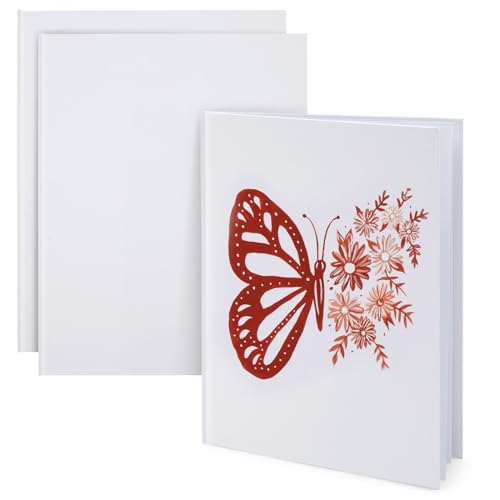Paper Junkie Blank Books for Kids to Write Stories - 8.5 x 11 In, White Hardcover, Pack of 3 - Unlined Journal & Scrapbook with 36 Pages Acid-Free Paper for Drawing & Doodling