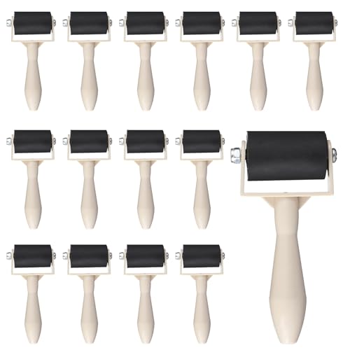 15 Pcs Rubber Brayer Roller 1.96 Inch Brayer Rollers for Crafting Paint Brush Ink Applicator Art Craft Oil Painting Tool for Printmaking, Wallpapers Stamping Gluing