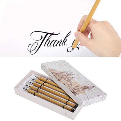 AYNEFY Comic Dip Pen Set, 5Pcs Wooden Handle Calligraphy Dip Pen Set with 5 Nibs Artist Cartoon Pen Set Cartoon Painting Tool Manga Dip Pen Signature Pen (1-5 nib set) - size: 1-5 nib set
