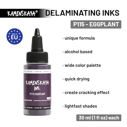 KAMENSKAYA Delaminating Alcohol Inks - Self-Splitting Alcohol Ink P-115 'Eggplant' - 1 fl oz (30 ml) - color: P-115 'Eggplant'