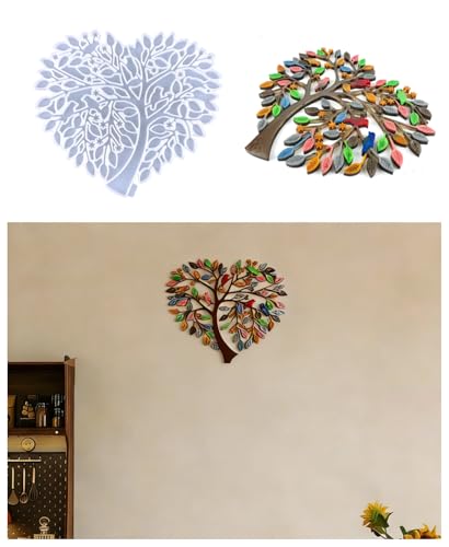 Heart Shaped Tree of Life Wall Hanging Resin Silicone Molds, Handmade Tree of Life Crafts, Home and Living Room Decorations, Tabletop Ornaments, Tree of Life Resin Mold