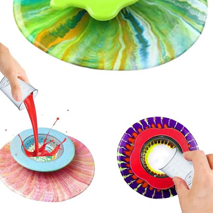11”Rotate Turntable Sculpting Wheel with Pour Painting Supplies Acrylic Pouring Strainers for DIY Art Pouring Acrylic Paint Kit