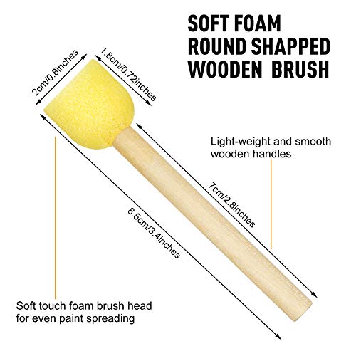Outus 40 Pieces Round Sponge Foam Brush Set Paint Sponge Daubers with Wooden Handle Foam Stencil Brush Painting Tools for Kids Painting Crafts(0.8 Inch) - size: 0.8 Inch