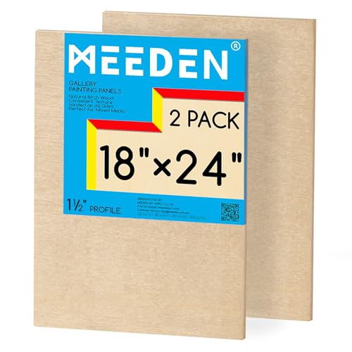 MEEDEN Unfinished Wood Canvas Board: 1-1/2" Deep 18x24” Wooden Canvas Panel Pack of 2 - Blank Cradled Wood Art Board for Painting - size: 18"x24"- 2 Pack
