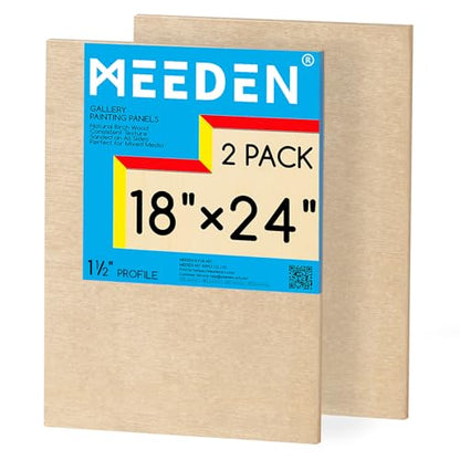 MEEDEN Unfinished Wood Canvas Board: 1-1/2" Deep 18x24” Wooden Canvas Panel Pack of 2 - Blank Cradled Wood Art Board for Painting - size: 18"x24"- 2 Pack