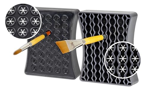 ArtBin Black Brush Drying Rack & Organizer Set | Paint & Craft Brush Holder with Cleansing Mat & Mixing Tray | Durable Stain Resistant Design | Artist Brush Stand | 2 Piece Kit