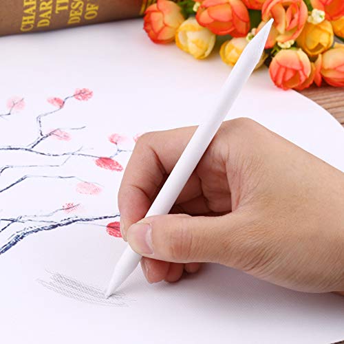 Zerodis 6 Pieces Art Blenders Paper White Pen Pastel Double Head Sketch Artist Blending Stumps and Tortillions Set