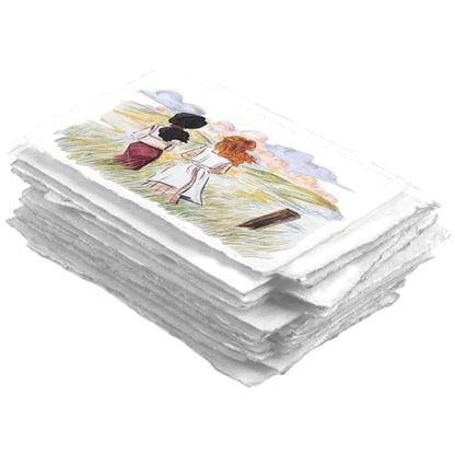 Wanderings Thick Handmade A6 Size Watercolor Paper with Deckle Edge - 4" x 6" - 300GSM - Premium White Hot Press Smooth Mixed Media Paper Made with Recycled Cotton - 25 Loose Leaf Sheets - color: White, size: 4x6" (10.5x15cm)