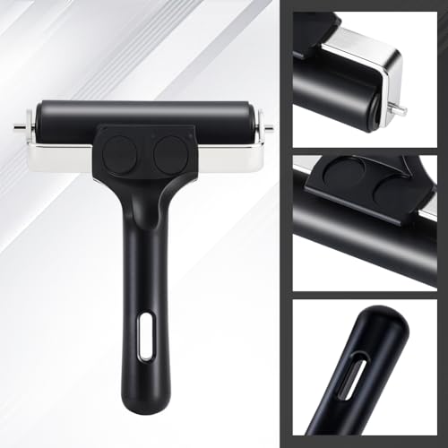 WEBEEDY 6 Pcs Black Rubber Brayer Rollers, 4.2 Inch Ink Roller Brayer Rollers for Crafting Inking Gluing Printmaking Stamping Wallpaper Scrapbooks Christmas DIY Art Craft Projects Home Decor