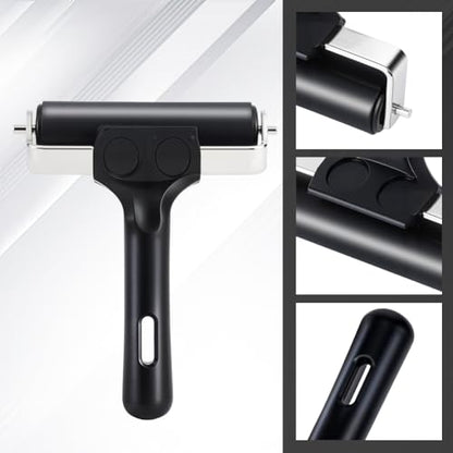 WEBEEDY 6 Pcs Black Rubber Brayer Rollers, 4.2 Inch Ink Roller Brayer Rollers for Crafting Inking Gluing Printmaking Stamping Wallpaper Scrapbooks Christmas DIY Art Craft Projects Home Decor