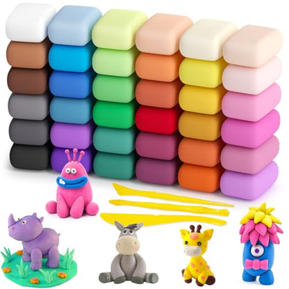Ecurfu Air Dry Clay 36 Colors, DIY Modeling Clay with Tools, Toy Gifts for Kids - size: 36 Pcs