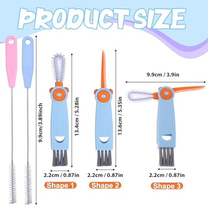 3 in 1 Cup Lid Cleaning Brush Set, Straw Cleaning Brushes, 3 Pcs Portable Cup Cleaner Brush, Multifunctional Bottle Clean Brushes Set for Tight Spaces, Bottle Gaps, Travel Mugs