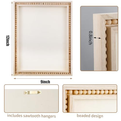 Wenqik 4 Pack Beaded Wood Canvas Panels Unfinished Wooden Blank Framed Signs Boho Style Panel Boards Square Plaques for DIY Crafts Painting Pouring Drawing Art Projects (12 x 9 Inch) - size: 12 x 9 Inch