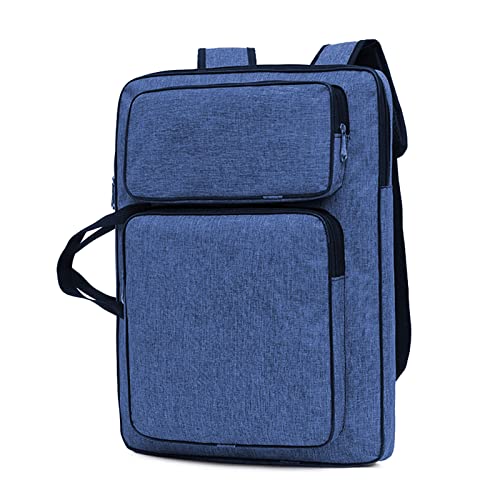 haozaikeji A3 Artist Portfolio Carry Case Bag Portable Waterproof Canvas Shoulder Bag Painting Pad Backpack for Sketching Painting Art Supplies with Shoulder Straps & Carry Handle - color: Vintage Blue