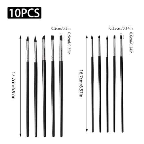 10 Pcs Silicone Paint Brushes, Silicone Sculpting Tools, 5 Shapes Head Rubber Paint Pens Flexible Clay Carving Tools for Pottery Handicraft Nail Art Artwork - color: 10 Pcs