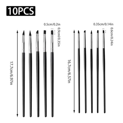 10 Pcs Silicone Paint Brushes, Silicone Sculpting Tools, 5 Shapes Head Rubber Paint Pens Flexible Clay Carving Tools for Pottery Handicraft Nail Art Artwork - color: 10 Pcs