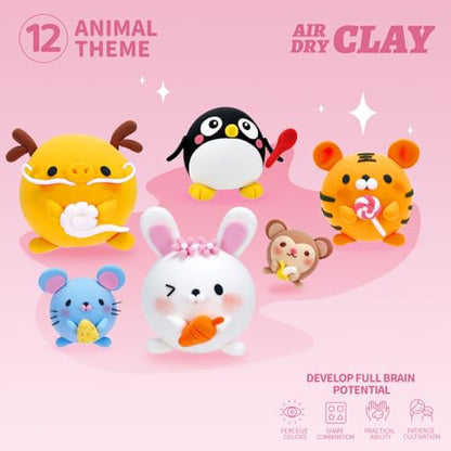 LOUFOR Air Dry Clay Kits - Modeling Clay for Kids, Ultra Light & Soft, Safe & Non-Toxic, 12 Boxes DIY Model Magic Clay with Sculpting Tools & Tutorials, Creatible Art Crafts Toys Gifts Boys Girls - color: #03-Cute Pet Park