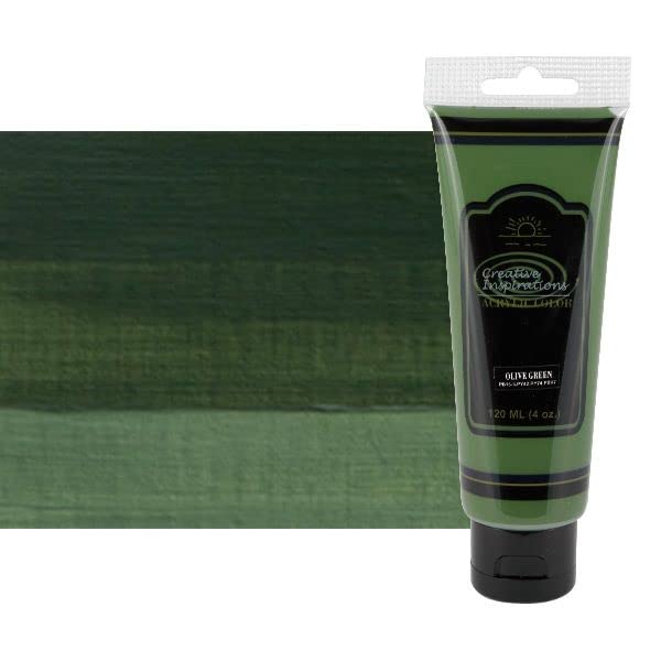 Creative Inspirations Acrylic Paint - Olive Green - 120 mL Tube - Smooth & Creamy Consistency, Vibrant Pigmentation, Great Coverage for Artists - Clean Up with Soap & Water - color: Olive Green, size: 4.06 Fl Oz (Pack of 1)