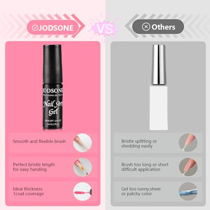 JODSONE Gel Polish Nail Art Gel Liner Set 32 Colors Orange Grey Pink Green Blue White Black Need U V Lamp Cured with Thin Brush,Nail Art Gifts for Women - color: LB01-LB32