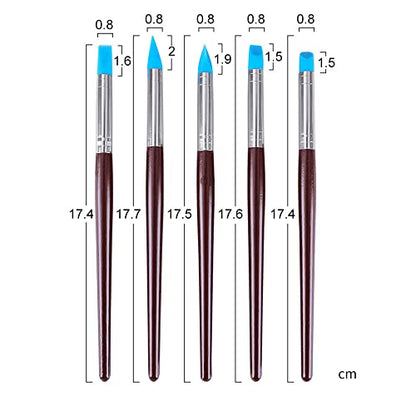 Silicone Clay Sculpting Tool 5PCS Rubber Tip Silicone Brushes Pottery Clay Pen Shaping Carving Tools