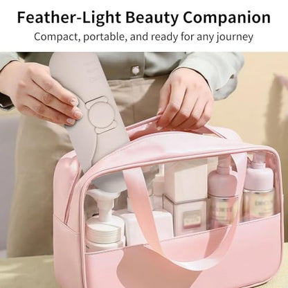 Travel Makeup Brush Holder with Cleaning Pad -Silicone Brush Organizer Case, Magnetic Closure Waterproof Cosmetic Bag for Easy Storage & On-the-Go Cleaning (9.05 Inch) - color: Khaki