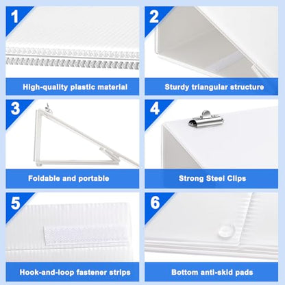 Nuanchu Folding Slant Board for Writing 14 x 12 Inch Large Slanted Clipboard Adjustable Tilted Writing Board Sloped Surface to Improve Handwriting Legibility Endurance for Office Reading(2 Pcs)