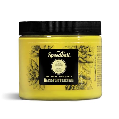 Speedball 3705 Non-Toxic Water Soluble Block Printing Ink, 1 lb. Jar, 3.4" Height, 3.7" Width, 3.7" Length, Primary Yellow - color: Primary Yellow