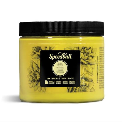 Speedball 3705 Non-Toxic Water Soluble Block Printing Ink, 1 lb. Jar, 3.4" Height, 3.7" Width, 3.7" Length, Primary Yellow - color: Primary Yellow