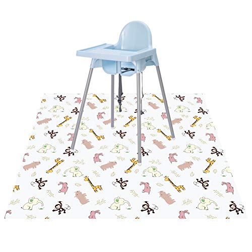 Baby Splat Floor Mat for Under High Chair/Arts/Crafts, 51" Waterproof Anti-Slip Food Splash Spill Protector Mat, Washable and Table Cloth - color: Jungle Animals