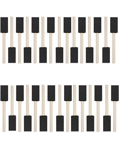 WAFJAMF 30 Pack Poly Foam Paint Brushes 1 Inch Sponge Painting Brushes Wood Handle Paint Sponges Set for Painting Cleaning - size: 30 Pcs