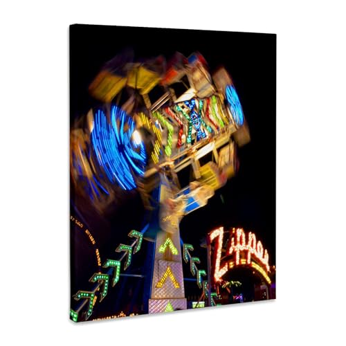 3dRose zipper fair ride midway carnival image Museum Grade Canvas Wrap 11x14 - size: 11"L x 14"W