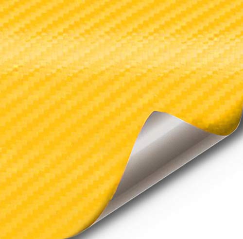 VViViD Craft 3D Carbon Fibre Textured Vinyl Sheet 1ft x 5ft for Silhouette, Cricut and Cameo Machines Including 12" x 12" Sheet of Transfer Paper (Yellow) - color: Yellow