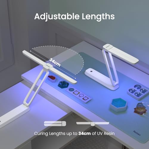 Resiners AirWave Pro UV Light for Resin Curing, UV Resin Light, Wireless & Rechargeable Ultraviolet Lamp, 3-in-1 Uses, Foldable Blacklight LED, Craft Supplies Tools for Jewelry Making (White) - color: White