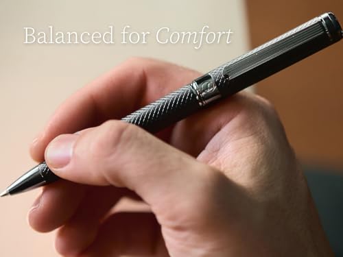 Scriveiner All Black Ballpoint Pen -Stunning Luxury All Metal Matt Black Pen, Schmidt Black Refill, Best Gift Set for Men & Women, Professional Executive Office, Nice Fancy Designer Pens - color: 01. All Black