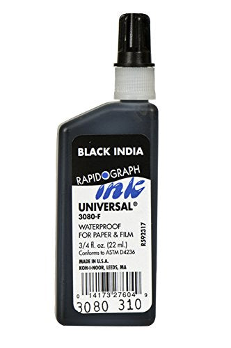 Koh-I-Noor Dye-Based Universal Drawing Ink 0.75 Oz. Bottle, Black - size: 0.7 fl oz