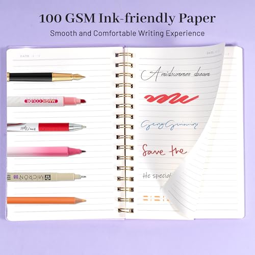 Yoment Spiral Notebook College Ruled A5 Spiral Bound Journal 160 Pages Thick Paper Plastic Hardcover Spiral Notebook 5x7 Wire Bound Notebooks for Note Taking School Office Supplies, Purple - color: Purple, style: C - Line - A5