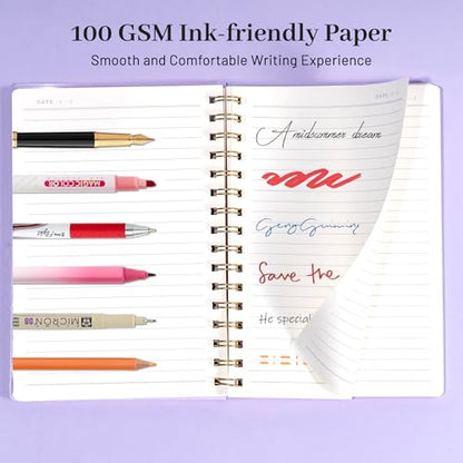 Yoment Spiral Notebook College Ruled A5 Spiral Bound Journal 160 Pages Thick Paper Plastic Hardcover Spiral Notebook 5x7 Wire Bound Notebooks for Note Taking School Office Supplies, Purple - color: Purple, style: C - Line - A5